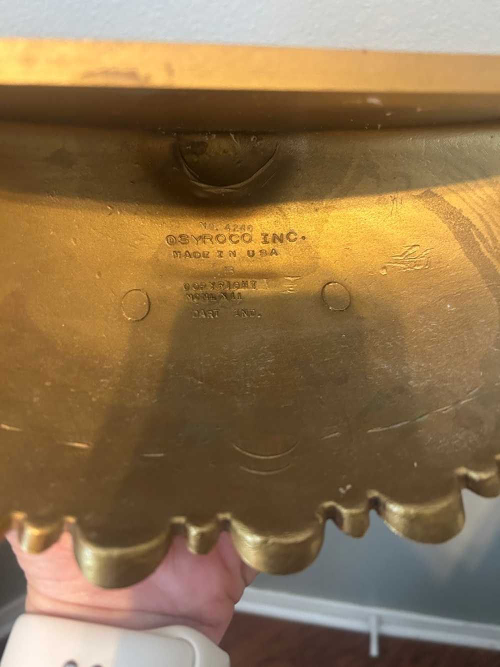 Vgt MCM Syroco fluted gold wall pocket. 12 inches - Picture 4 of 5